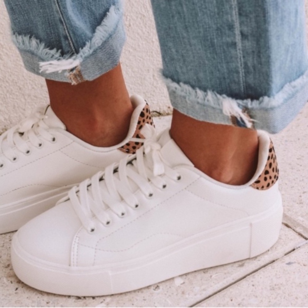 Leopard animal print white sneaker
